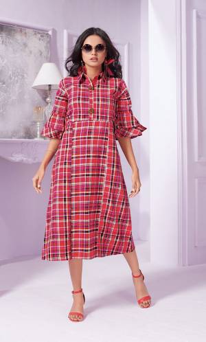 Grab This Beautiful Readymade Kurti In Dark Pink Color Fabricated On Cotton Beautified With Bold Checks Prints All Over It. This Kurti Is Light Weight And Easy To Carry All Day Long. 