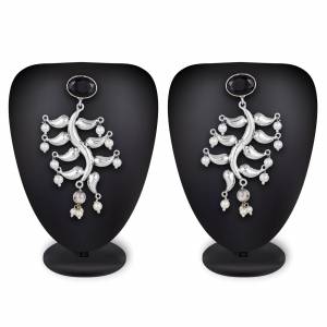Grab This Pretty Earrings Set In Silver Color To Pair Up With Your Indo Western Attire. It Is Light In Weight And Can Be Paired With Any Colored Attire. Buy Now.