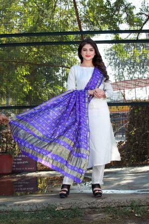 Add This Pretty Dupatta To Your Wardrobe For Your Semi-Casuals Or Festive Wear. This Pretty Dupatta Is Fabricated On Poly Chiffon Silk Beautified With Bandhani Prints All Over, Buy Now.