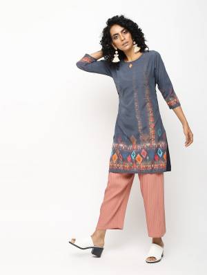 Beat The Heat This Summer With These Trending Short Kurtis. This Pretty Kurti Is Fabricated On American Crepe Which Is Light Weight And Soft Towards Skin, Also It Is Available In All Regular Sizes And Suitable For All Age Group. 