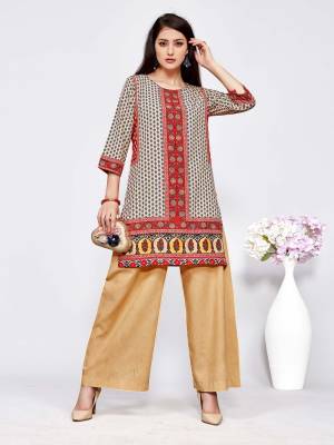 Here Is A Very Pretty Printed Kurti For These Easy go Summer. This Kurti Is Fabricated On Light Weight American Crepe . You Can Pair This Short Kurti With Leggings, Plazzo OR Pant As Per Your Comfort. Buy Now