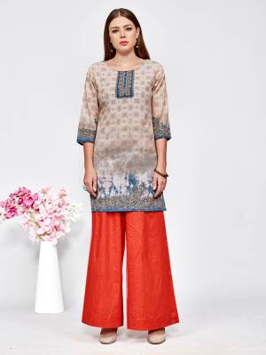 Here Is A Very Pretty Printed Kurti For These Easy go Summer. This Kurti Is Fabricated On Light Weight American Crepe . You Can Pair This Short Kurti With Leggings, Plazzo OR Pant As Per Your Comfort. Buy Now