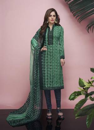 Add This Pretty Dress Material For Your Casual Wear In Green And Black Color. Its Printed Top And bottom Are Crepe Based Paired With Chiffon Fabricated Dupatta With Foil Art. Buy Now.