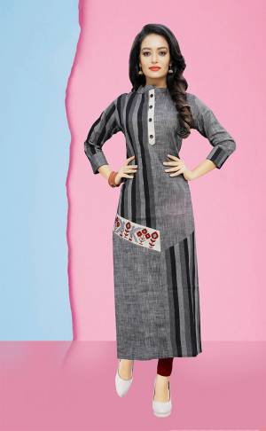 Simple And Elegant Looking Designer Readymade Kurti Is Here In Dark Grey Color. It Is Fabricated On South Cotton. It Is Light Weight And Easy To Carry All Day Long. 