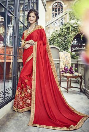 Adorn the Pretty Angelic Look In This Designer All Over Red Colored Saree Paired With Red Colored Blouse. This Saree Is Fabricated On Soft Silk Paired With Art Silk Fabricated Blouse. Its Fabric IS Soft Towards Skin And Ensures Superb Comfort All Day Long. 