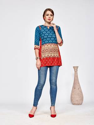 Beat The Heat This Summer With This Light Weight Top Fabricated On Rayon Which Is Also Soft Towards Skin. It Is Beautified With Prints All Over. Buy Now