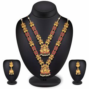 For A Queen Look, Here Is A Designer Royal Looking Necklace Set With Two Necklaces. This Necklace Set Can Be Paired With Heavy Or Light Ethnic Attire Alos Can Be Wore Single Or Both At A Time For More Enhanced Look. Buy Now