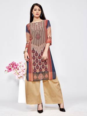 Add This Beautiful Readymade Kurti To Your Wardrobe For Your College Wear, Office Wear Or For A Causal Outing, This Kurti Is Fabricated On Georgette Which Is Soft Towards Skin And Also Available In All Regular Sizes.