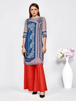 For Your Semi-Casuals, Grab This Readymade Printed Kurti Fabricated On Georgette. This Kurti Is Light In Weight And Perfect For Summers. It Can Be Paired With Leggings, Plazzo Or Pants As Per Your Comfor