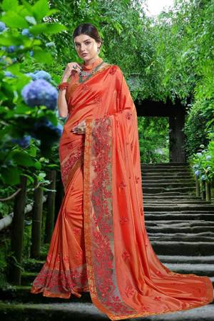 Shine Bright Wearing This Bright And Visually Appealing Saree In Orange Color Paired With Orange Colored Blouse. This Saree Is Fabricated On Art Silk Paired With Art Silk Fabricated Blouse. It Ensures Superb Comfort And Easy To carry Throughout The Gala.