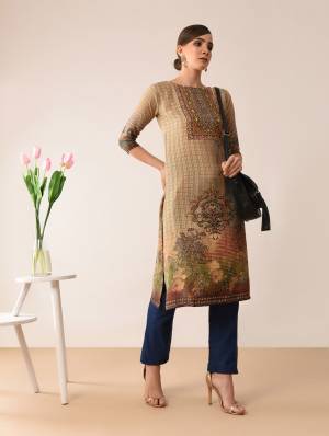 Add This Beautiful Readymade Kurti To Your Wardrobe For Your College Wear, Office Wear Or For A Causal Outing, This Kurti Is Fabricated On French Crepe Which Is Soft Towards Skin And Also Available In All Regular Sizes