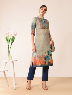 For Your Semi-Casuals, Grab This Readymade Printed Kurti Fabricated On French Crepe. This Kurti Is Light In Weight And Perfect For Summers. It Can Be Paired With Leggings, Plazzo Or Pants As Per Your Comfort.