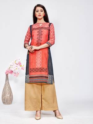Add This Beautiful Readymade Kurti To Your Wardrobe For Your College Wear, Office Wear Or For A Causal Outing, This Kurti IS Fabricated On Linen Which Is Soft Towards Skin And Also Available In All Regular Sizes