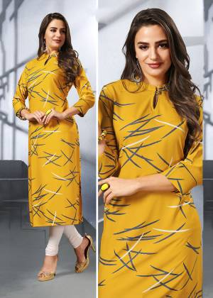 Be It Your College, Home Or Work Place This Kurti Is Suitable For All. Grab This Readymade Printed Kurti In Yellow Color Fabricated On Rayon. 