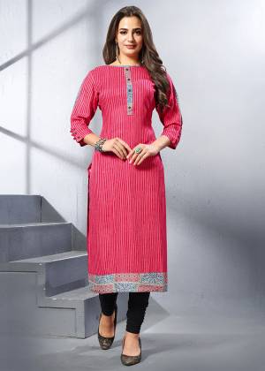 For Your Casual Or Semi-Casual Wear, Grab This Readymade Kurti In Dark Pink Color Fabricated On Rayon. This Kurti Is Available In All Regular Sizes. Buy Now.