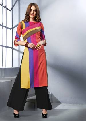 Go Colorful With This Pretty Kurti In Multi Color Fabricated On Rayon. Its Pretty Attractive Colors Are Perfect For Summers. Buy Now.