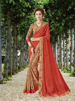 Grab This Pretty Light Weight Saree For Your Semi-Casuals. This Saree And Blouse Are Fabricated On Crepe Silk Beautified With Floral Prints All Over. 