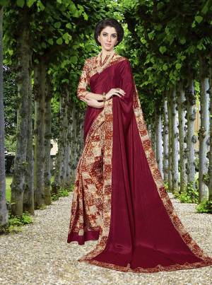 Here Is A Very Pretty Floral Printed Designer Saree, This Saree And Blouse Are Crepe Silk Based Which Is Light In Weight And Easy To Carry All Day Long. 