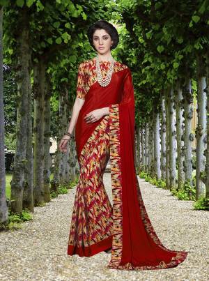 Grab This Pretty Light Weight Saree For Your Semi-Casuals. This Saree And Blouse Are Fabricated On Crepe Silk Beautified With Floral Prints All Over. 