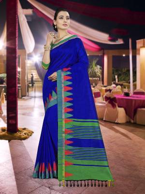 Comfort Is The First Priority When You Go To Your Work Place. So?Keeping Your Comfort In Mind This Weaved Saree Is Designed As A Uniform For Your Work Place. This Saree And Blouse are Fabricated On Cotton Art Silk Beautified With Weave, Which Is Also Light In Weight And Easy To Carry All Day Long