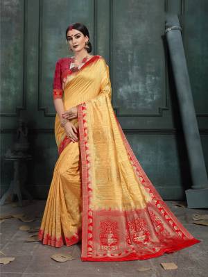 This Festive Season Look The Most Elegant Of All Wearing This Designer Silk based Saree Beautified With Weave. This Saree Is Light Weight, Durable And Easy To Carry Throuhout The Gala