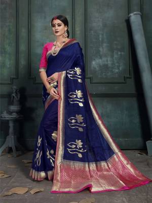 You Will Definitely Earn Lots Of Compliments In This Rich And Elegant Silk Based Saree, This Saree And Blouse are Beautified With Weave Giving It An Attractive Look.