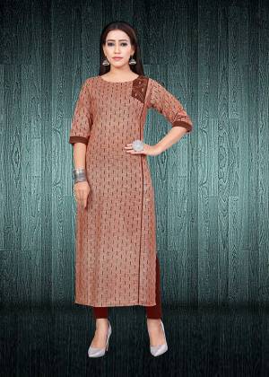 Simple And Elegant Looking Readymade Kurti Is Here In Brown Color Fabricated On South Cotton. This Kurti Is Light In Weight And Easy To Carry All Day Long. Buy Now.