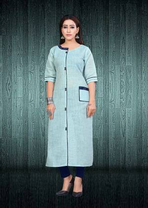 Look Pretty In This Readymade Sky Blue Colored Kurti Fabricated South Cotton. This Is Suitable For College, Home Or Work Place. Buy Now.