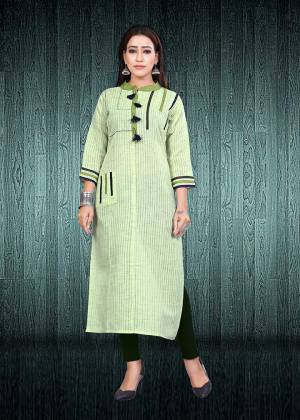 Simple And Elegant Looking Readymade Kurti Is Here In Light Green Color Fabricated On South Cotton. This Kurti Is Light In Weight And Easy To Carry All Day Long. Buy Now.