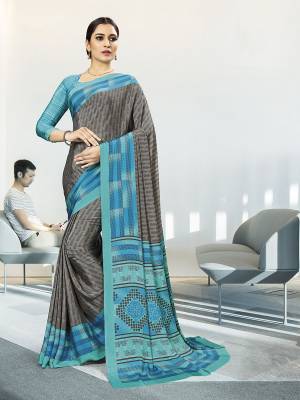 Comfort Is The First Priority When You Go To Your Work Place. So?Keeping Your Comfort In Mind This Printed Saree Is Designed As A Uniform For Your Work Place. This Saree And Blouse are Fabricated On Crepe Silk Beautified With Prints Which Is Also Light In Weight And Easy To Carry All Day Long