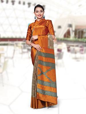 No More Worry For What To Wear At Your Place, Grab This Art Silk Fabricated Saree And Blouse Beautified With Prints All Over. This Saree Can Be Used As Uniform At Different Places Like Airports, Hospitals And Hotels