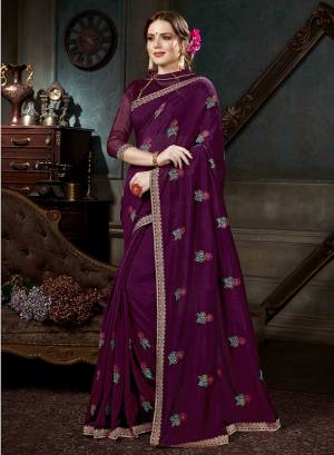 You Will Definitely Earn Lots Of Compliments Wearing This Designer Saree In Purple Color Paired With Purple Colored Blouse. This Saree Is Fabricated On Georgette Paired With Art Silk Fabricated Blouse .