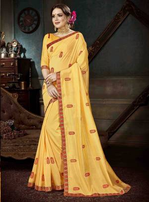 Celebrate This Festive Season With Beauty And Comfort Wearing This Designer Saree In Yellow Color Paired With Yellow Colored Blouse. This Saree Is Fabricated On Georgette Paired With Art Silk Fabricated Blouse. 