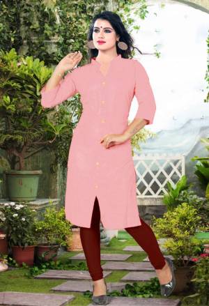 Add Some Casuals With This Plain Readymade Kurti In Pink Color Fabricated On Cotton. This Kurti Is Light Weight, Soft Towards Skin, Durable And Also Available In All Regular Sizes, Buy This Simple Kurti Now.