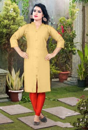 Add Some Casuals With This Plain Readymade Kurti In Beige Color Fabricated On Cotton. This Kurti Is Light Weight, Soft Towards Skin, Durable And Also Available In All Regular Sizes, Buy This Simple Kurti Now.