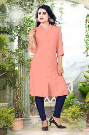 Add Some Casuals With This Plain Readymade Kurti In Peach Color Fabricated On Cotton. This Kurti Is Light Weight, Soft Towards Skin, Durable And Also Available In All Regular Sizes, Buy This Simple Kurti Now.
