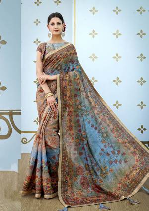 This Festive Season, Celebrate With Beauty And Comfort Wearing This Designer Printed Saree. This Saree And Blouse Are Banarasi Art Silk Based Beautified With Digital Prints And Stone Work. Buy Now.