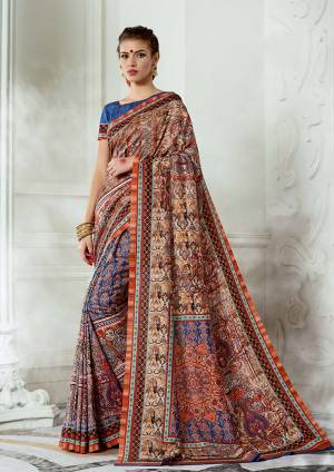 You Will Definitely Earn Lots Of Compliments In This Rich And Elegant Tussar Silk Based Saree, This Saree And Blouse are Beautified With Prints Giving It An Attractive Look