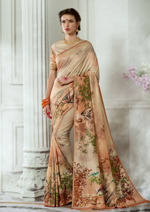 This Festive Season Look The Most Elegant Of All Wearing This Designer Tussar Silk based Saree Beautified With Prints. This Saree Is Light Weight, Durable And Easy To Carry Throughout The Gala