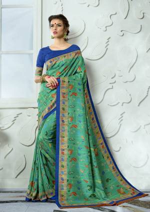 Grab This Beautiful Designer Silk Based Saree Which Gives A Rich Look To Your Personality. This Saree Is Fabricated On Tussar Silk Paired With Art Silk Fabricated Blouse, Beautified With Prints.