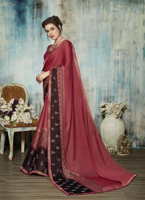 New Shade Is Here To Add Into Your Wardrobe With This Designer Saree In Old Rose Pink Color. This Saree Is Fabricated On Georgette Paired With Art Silk Fabricated Blouse. It Is Easy To Drape And Carry All Day Long. 