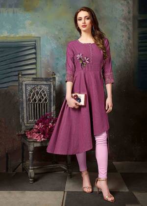 Here Is A Beautiful Designer Readymade Kurti In Magenta Pink Color Fabricated On Khadi Cotton. This Kurti Is Beautified With Thread Work And Available In All Regular Sizes. 
