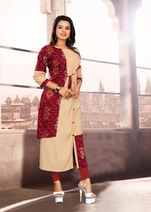 Simple And Elegant Looking Designer Readymade Kurti Is Here In Cream And Maroon Color Fabricated On Khadi Cotton. It Is Beautified With Prints And Pattern. Buy Now.
