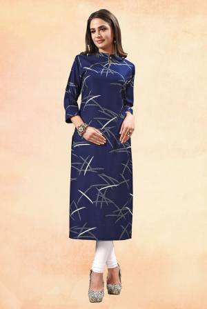 Add This Pretty Readymade Kurti To Your Wardrobe In Blue Color Fabricated On Rayon. This Kurti Is Beautified With Prints And Also Light Weight Which Is Easy To Carry All Day Long. 