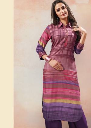 For Your College, Home Or Work Place, This Kurti Is Suitable For All. Grab This Readymade Kurti In Pink And Purple Color Fabricated On Rayon. It Is Light In Weight And Easy To Carry All Day Long.