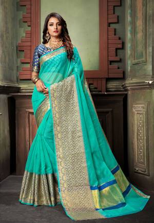 Here Is A Very Pretty Designer Saree For The Upcoming Festive And?Wedding Season. Grab This Pretty Saree In Sly Blue Color Paired With Blue Colored Blouse. This Saree Is Fabricated On Cotton Silk Paired With Art Silk Fabricated Blouse. Buy This Saree Now