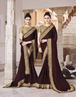 Rich And Elegant color Pallete Is Here With This Designer Saree In Dark Brown Color Paired With Beige Colored Blouse. This Saree Is Fabricated On Silk Georgette Paired With Art Silk Fabricated Blouse. It IS Light Weight And Easy To Carry All day Long. 
