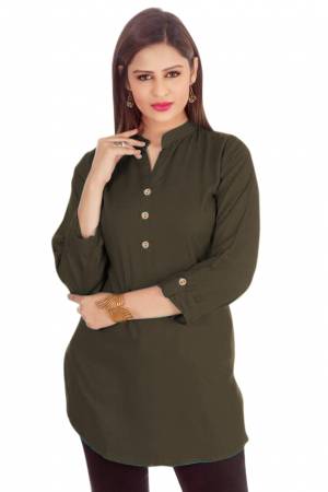 Add This Pretty Simple Readymade Top To Your Wardrobe Fabricated On Rayon. This Top Is Suitable For Your Casual Wear And Available In All Regular Sizes. You Can Pair This Up With Blue Or Black Colored Denim.