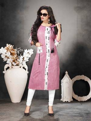 Look Pretty In This Readymade Pink Colored Kurti Fabricated On Khadi Cotton Beautified With Prints. It Is Soft Towards Skin And Easy To Carry All Day Long. 