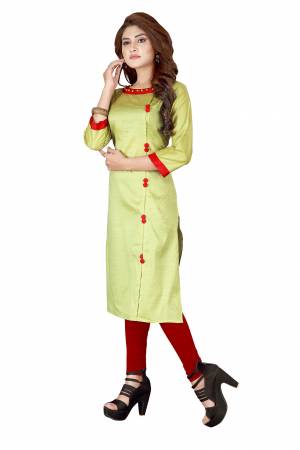 Grab This Readymade Kurti For Your Casual Or Semi-Casual Wear. This Simple Kurti Is Light Weight, Soft Towards Skin And Also Available In All Regular Sizes Which Ensures You Superb Comfort All Day Long. 